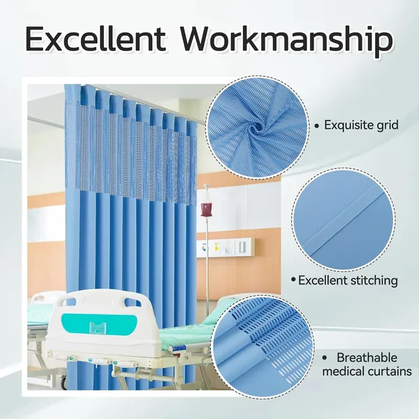 Flame Retardant Medical Privacy Curtain Room Divider - Dark Blue