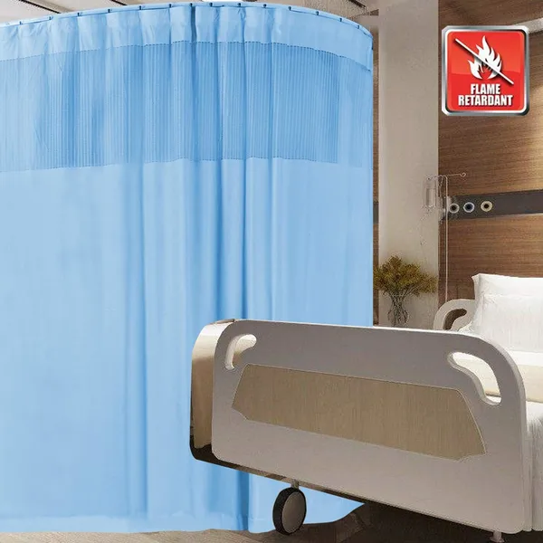 Flame Retardant Light Blue Hospital Curtains