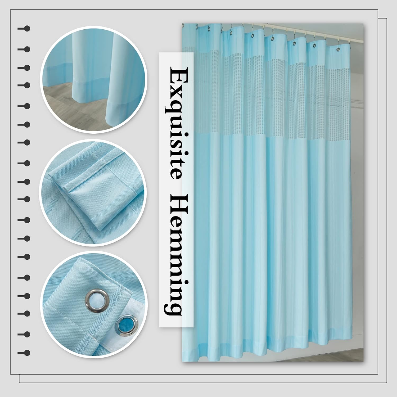 Extra Wide 12ft x 8ft Medical Privacy Curtain - Blue