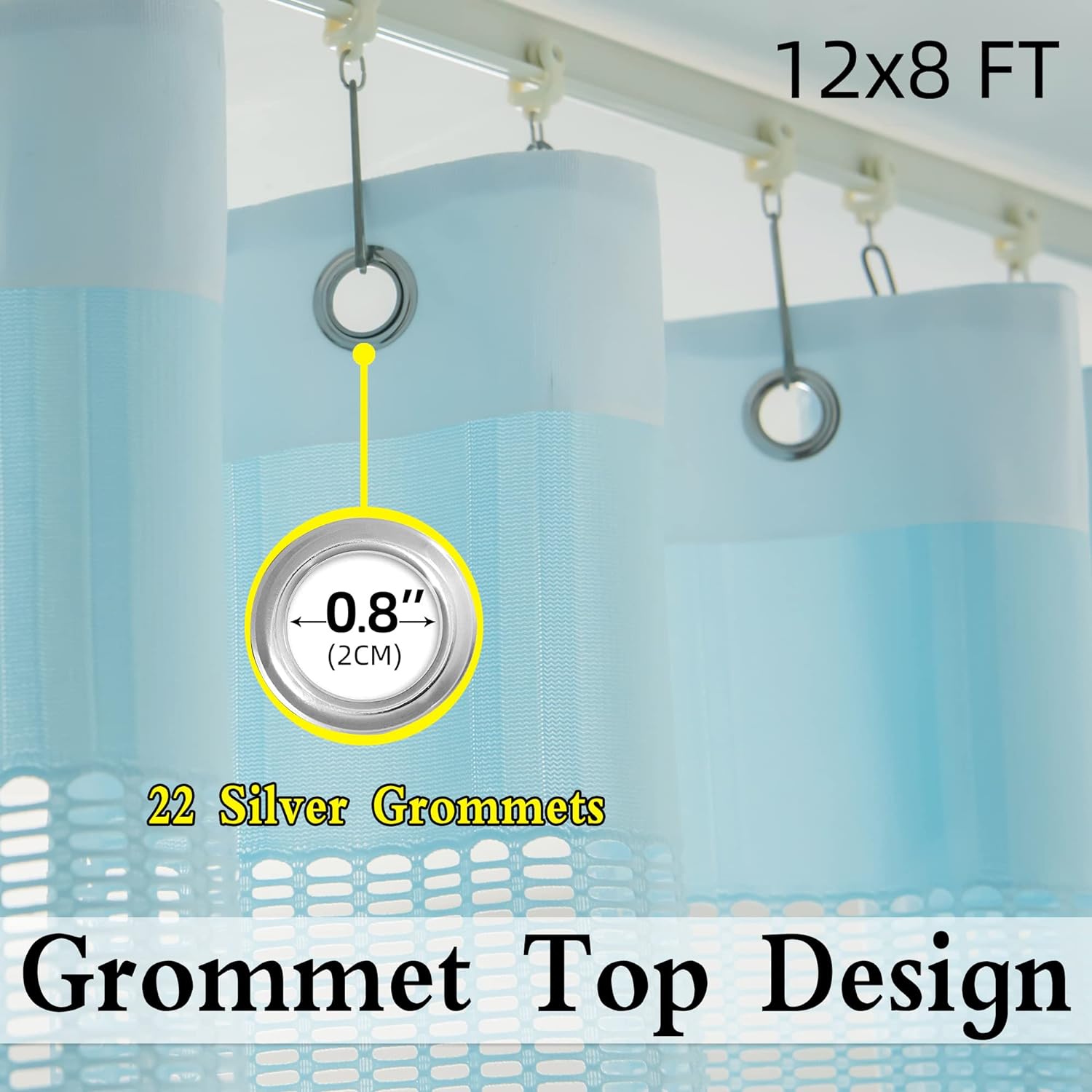 Extra Wide 12ft x 8ft Medical Privacy Curtain - Blue