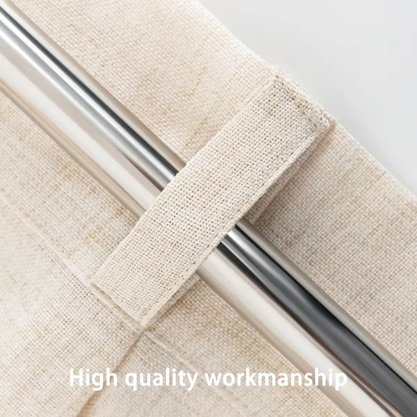 Beige Pinch Pleat Linen Textured Semi-Sheer Curtains for High Ceilings