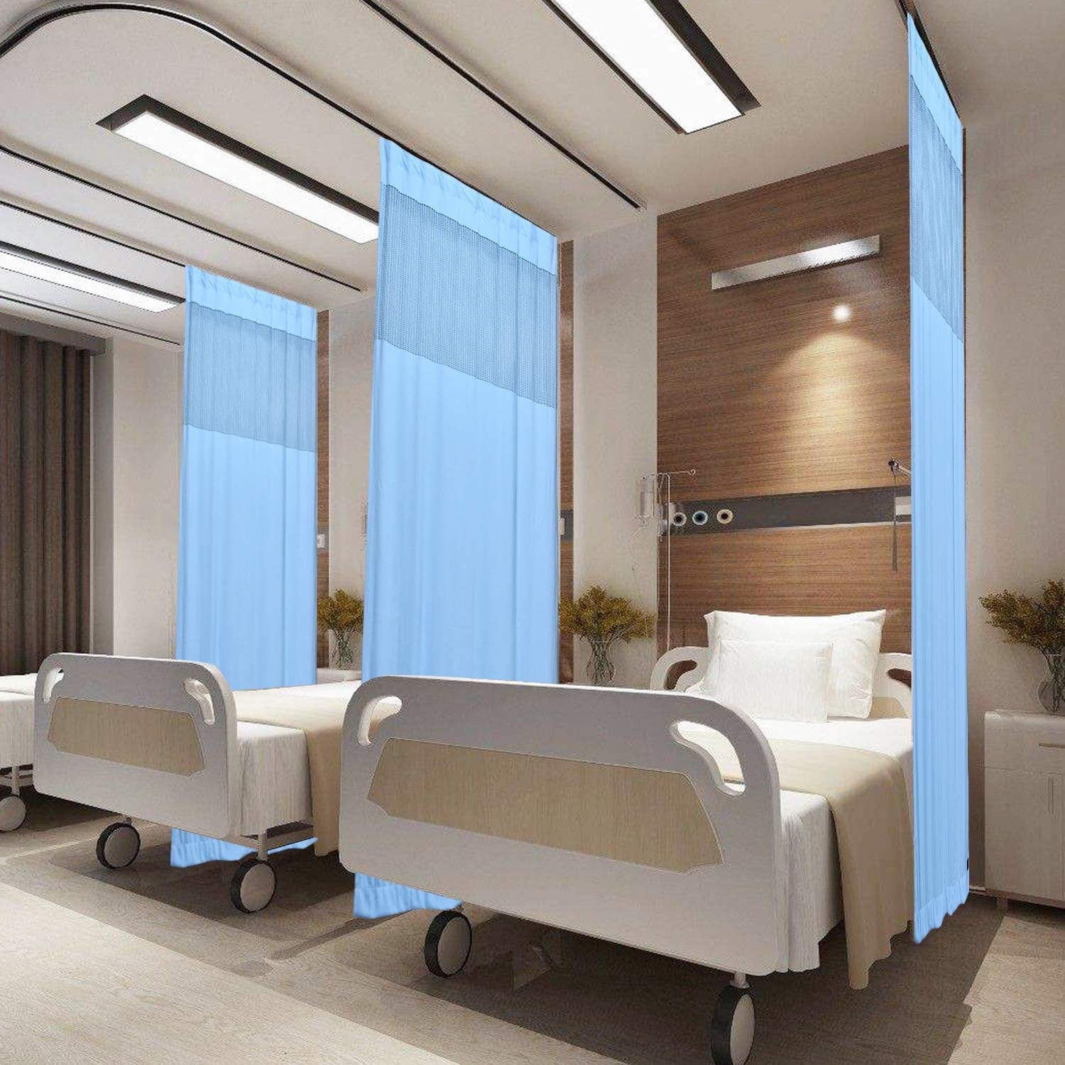 flame retardant light blue hospital curtains 
