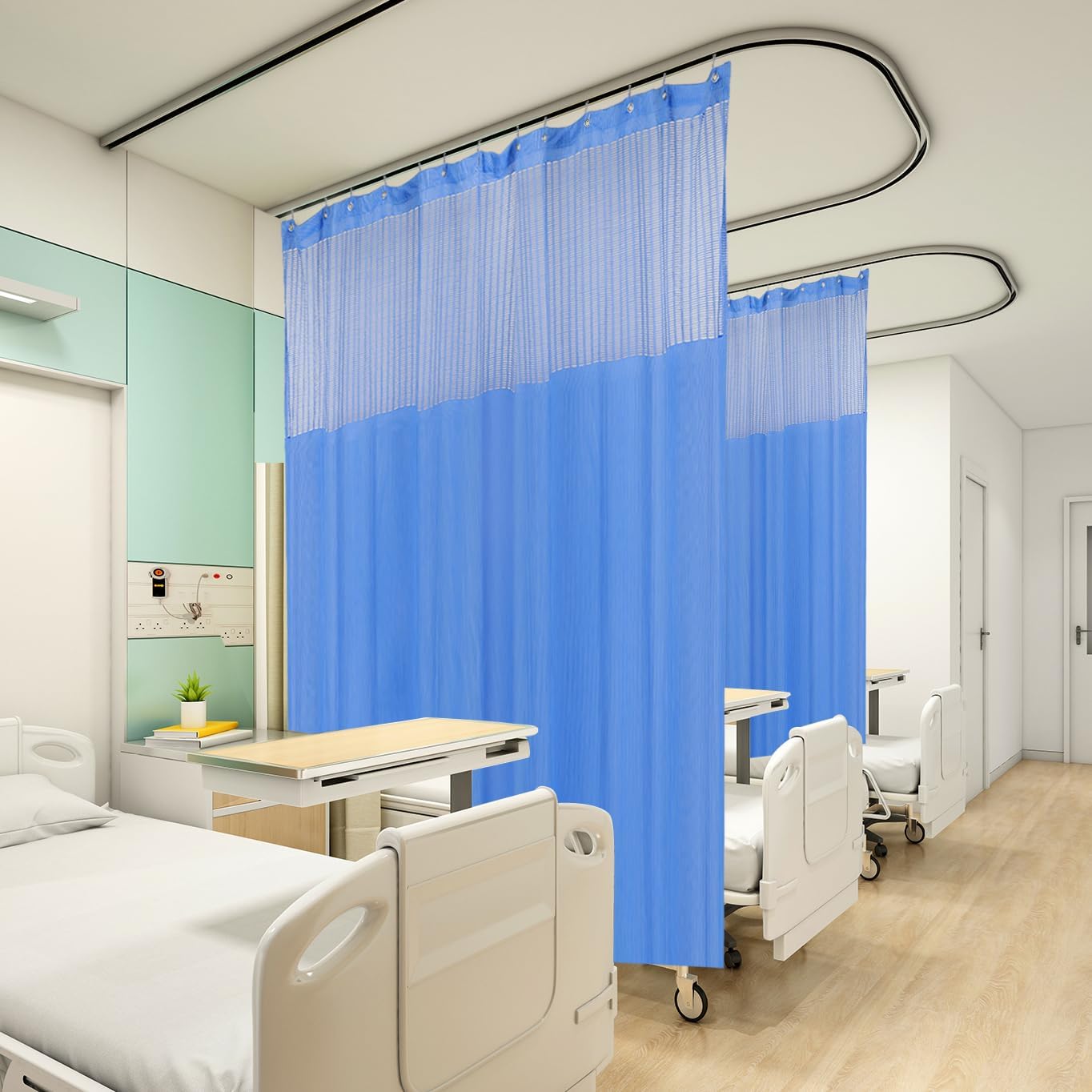 flame retardant dark blue hospital curtain room divider (1 panel, 9x8ft) 