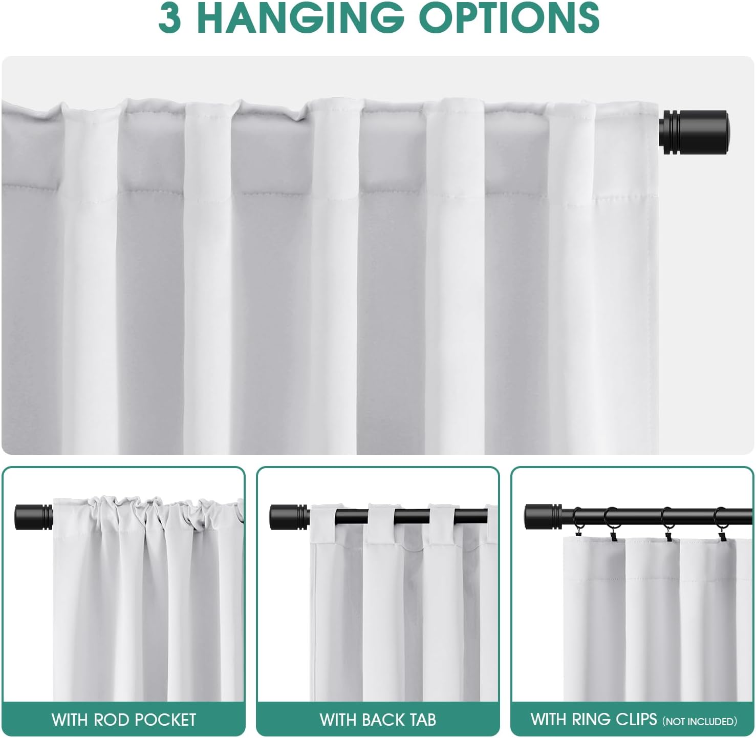 Thermal Insulated Greyish White Blackout Curtains