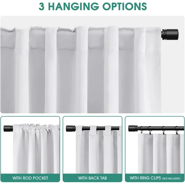 Thermal Insulated Greyish White Blackout Curtains