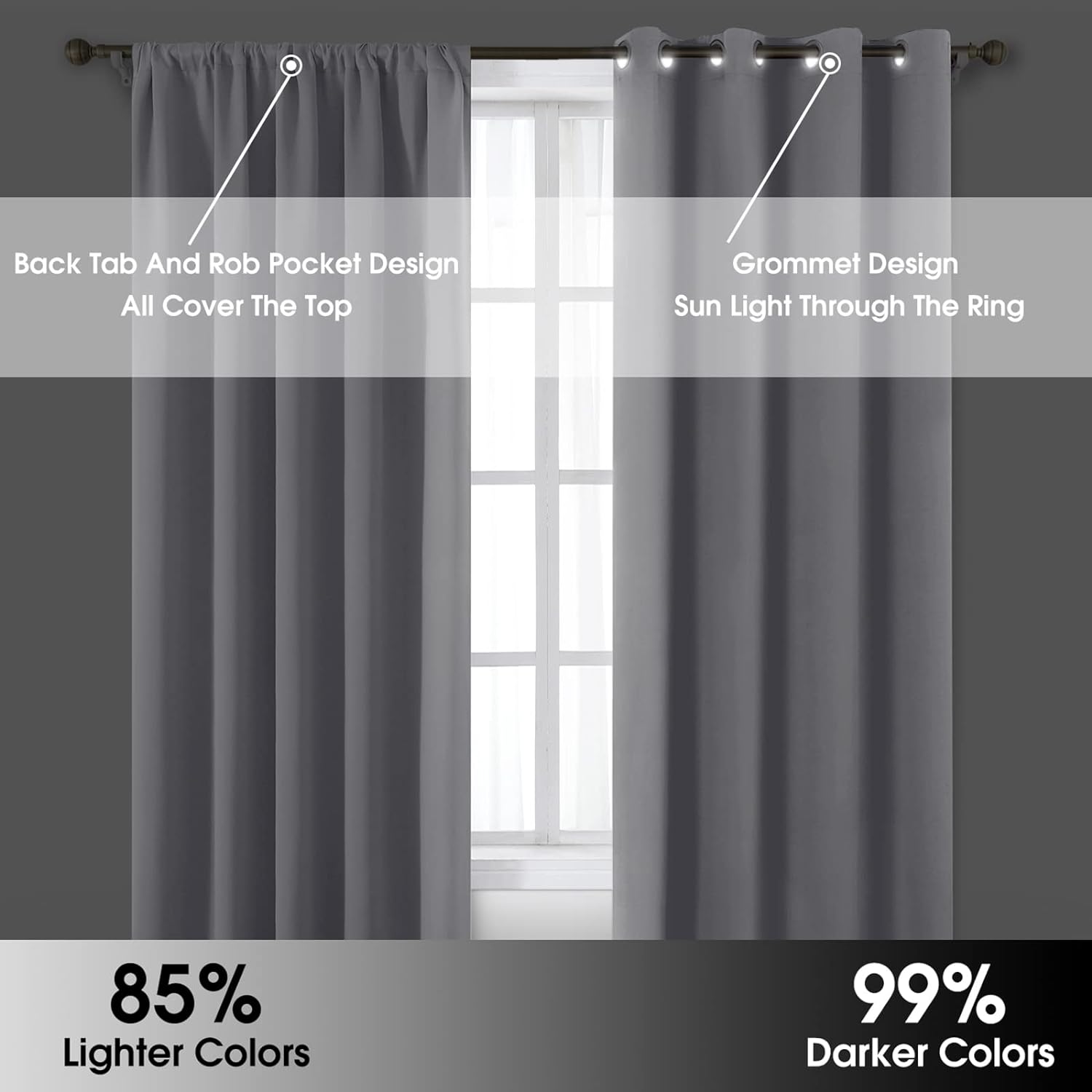 Thermal Insulated Greyish White Blackout Curtains