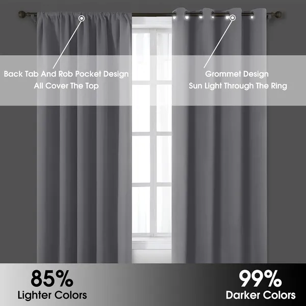 Thermal Insulated Greyish White Blackout Curtains
