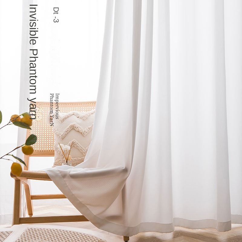 Thickened Fishtail Sheer Curtain with Fishbone Pattern