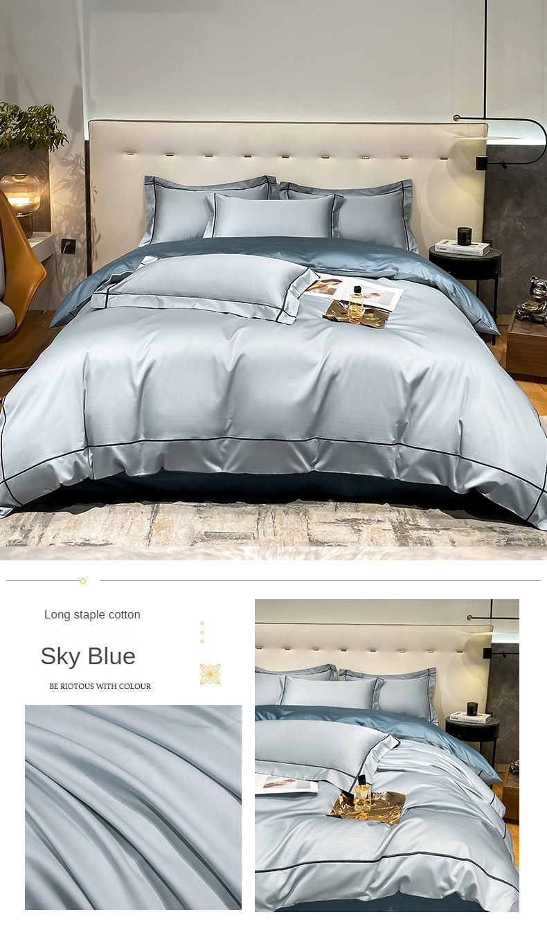 طقم فراش فاخر من القطن طويل التيلة من القرن العشرين، مكون من 4 قطع