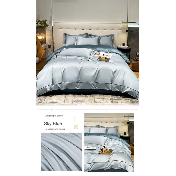 طقم فراش فاخر من القطن طويل التيلة من القرن العشرين، مكون من 4 قطع