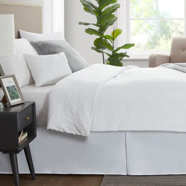 Premium White Bed Skirt 14 Inch Drop Microfiber