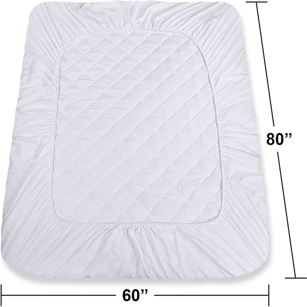 Queen Bedding Quilted Fitted Mattress Pad - Elastic Protector