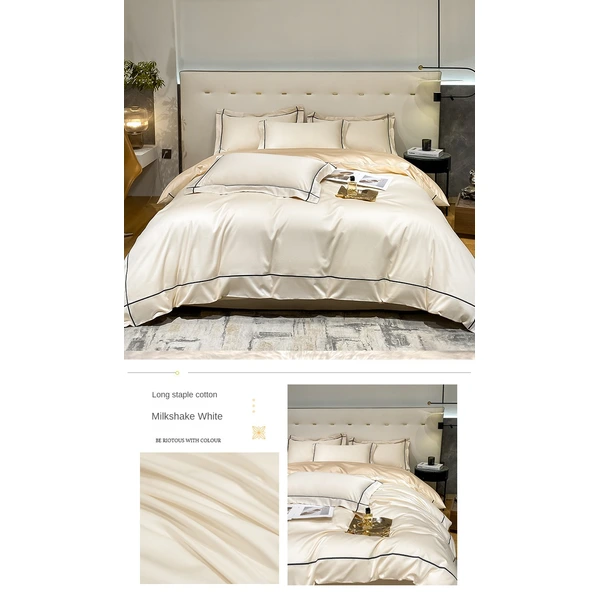 طقم فراش فاخر من القطن طويل التيلة من القرن العشرين، مكون من 4 قطع