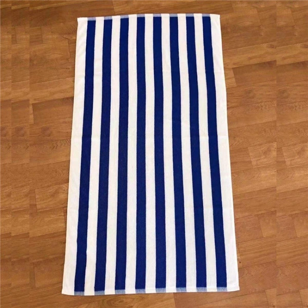 Thick Cotton Beach Towel - Blue & White Stripes