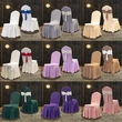 Universal Thick Elastic Hotel Chair Covers with Ribbons for Weddings