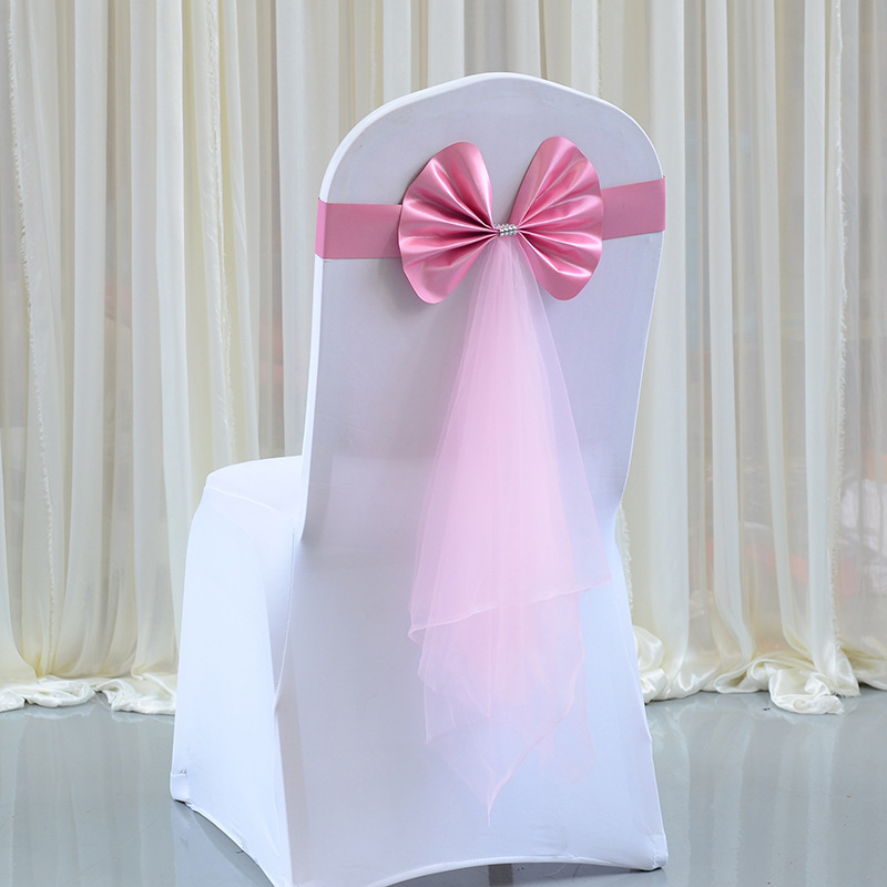 elastic wedding bow-decorative chair ribbon 
