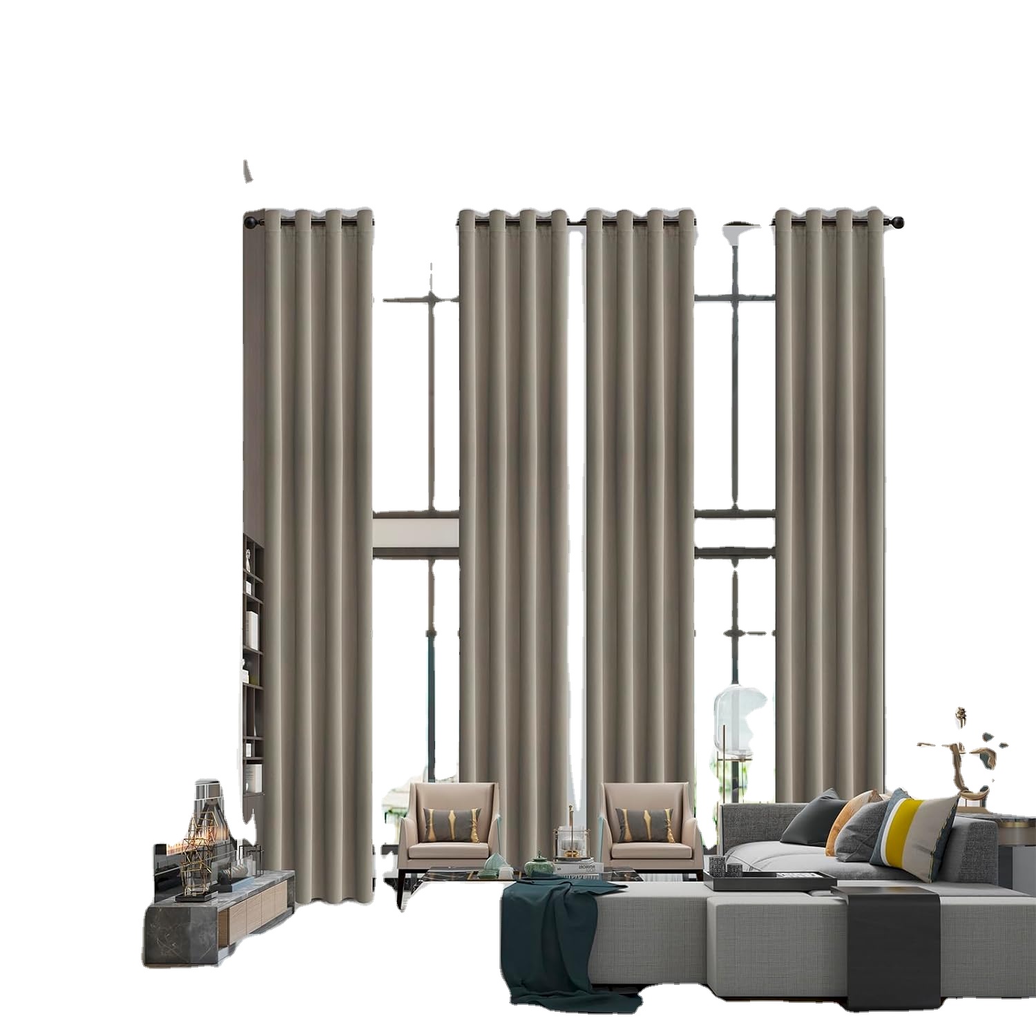 Custom Extra Long Curtains for High Ceilings - Grey Drapes