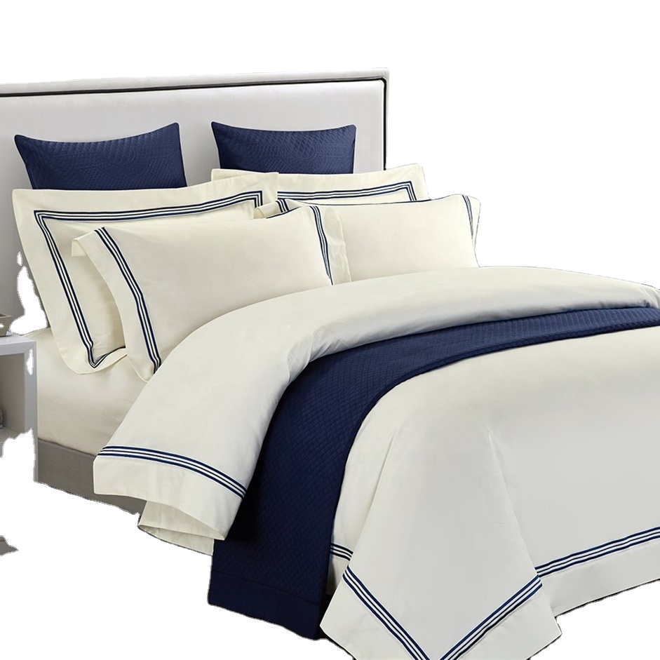 Juego de cama de hotel personalizado con bordado 100 % algodón