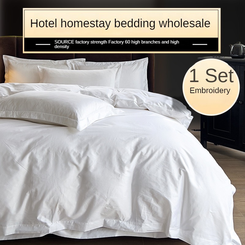 wholesale cotton satin hotel linen bedding set 