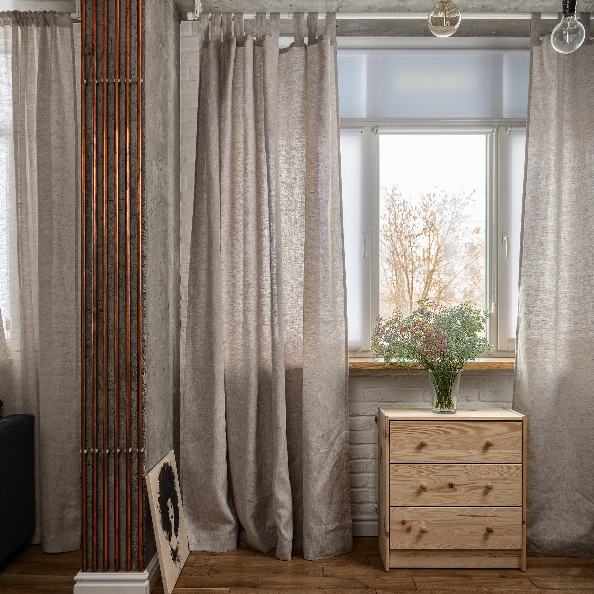 108 Inch Heavy Linen Blackout Curtain