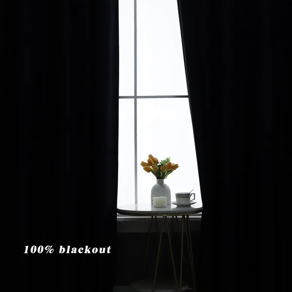 Extra Long Navy Blackout Curtains - 2 Panels for High Ceilings