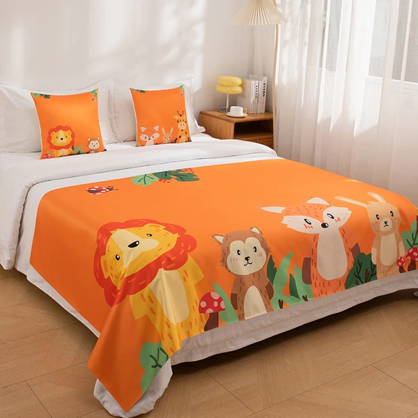 Cartoon Digital Runner Bedspread for Kids