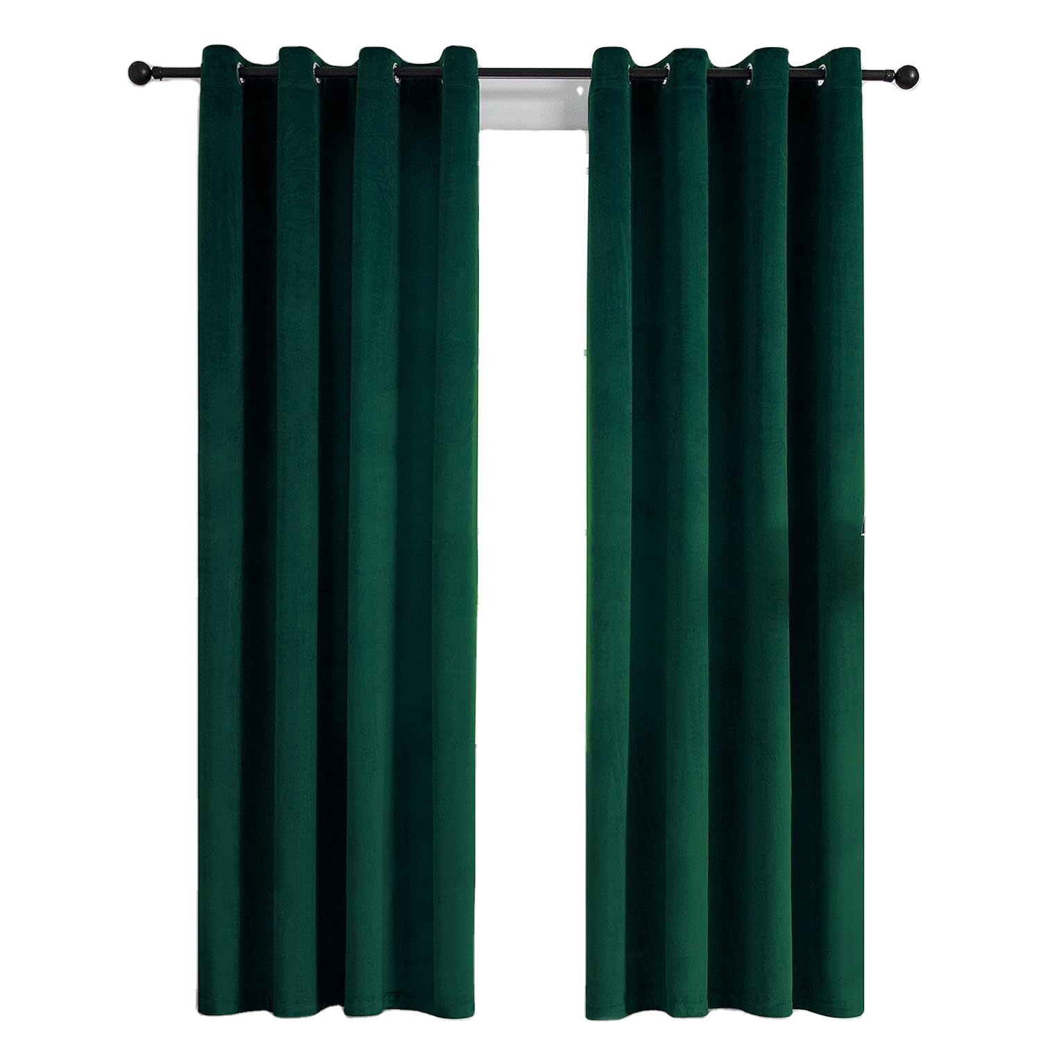Luxury Emerald Green Velvet Blackout Curtains - Thermal Insulated Drapes