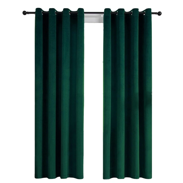 Luxury Emerald Green Velvet Blackout Curtains - Thermal Insulated Drapes