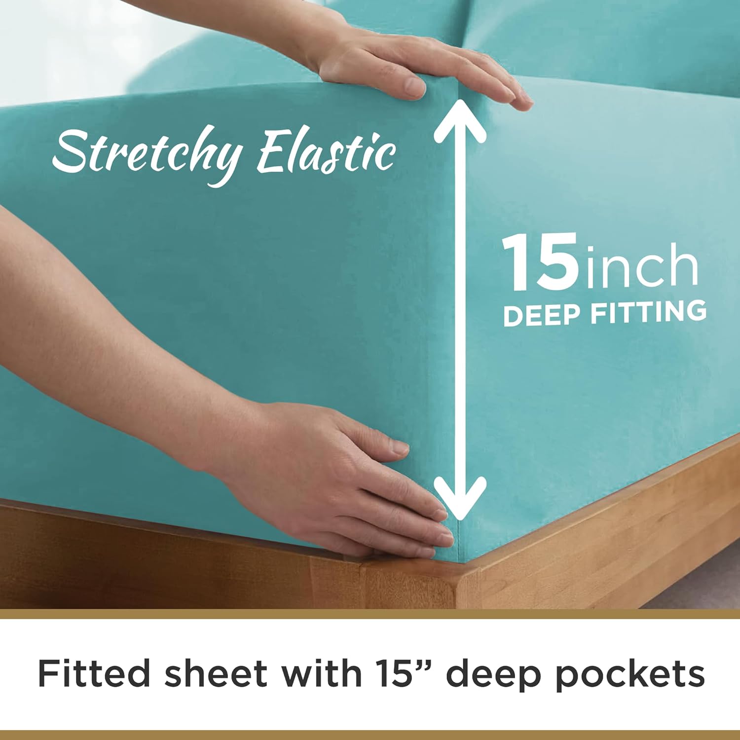 طقم ملاءات سرير مزدوج فائق النعومة من الألياف الدقيقة - أزرق مائي