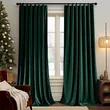 Luxury Emerald Green Velvet Blackout Curtains - Thermal Insulated Drapes