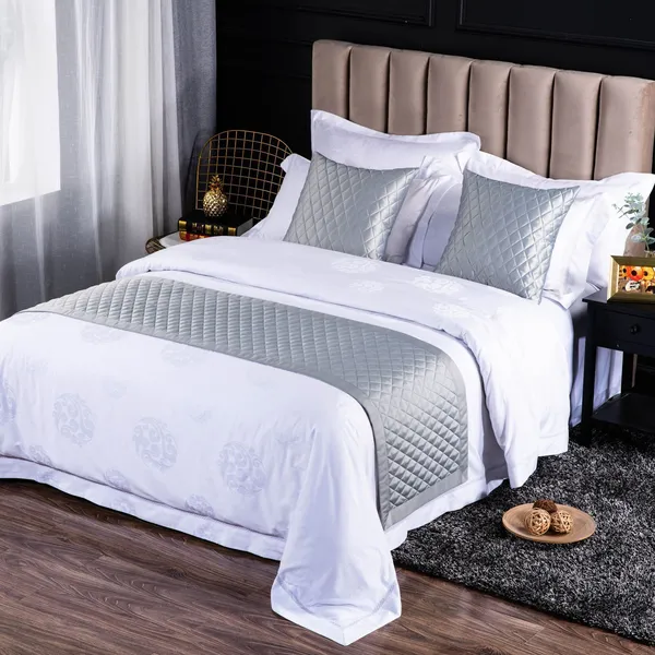 High-Quality Geometric Bed Runner & Pillows