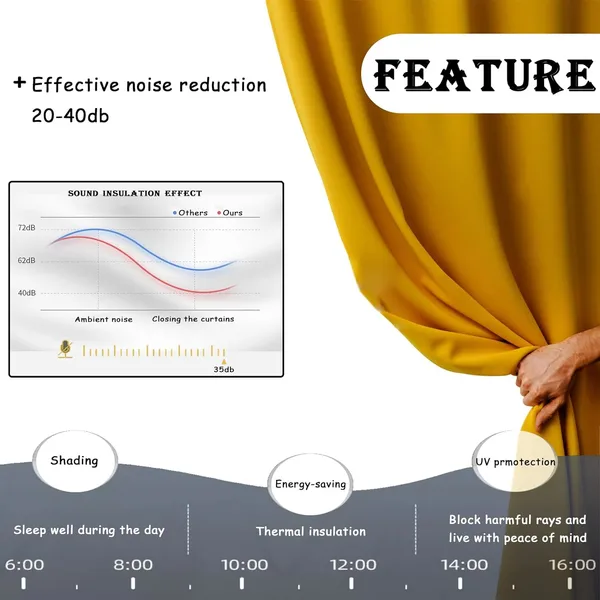 Blackout Room Divider Curtains with Hooks