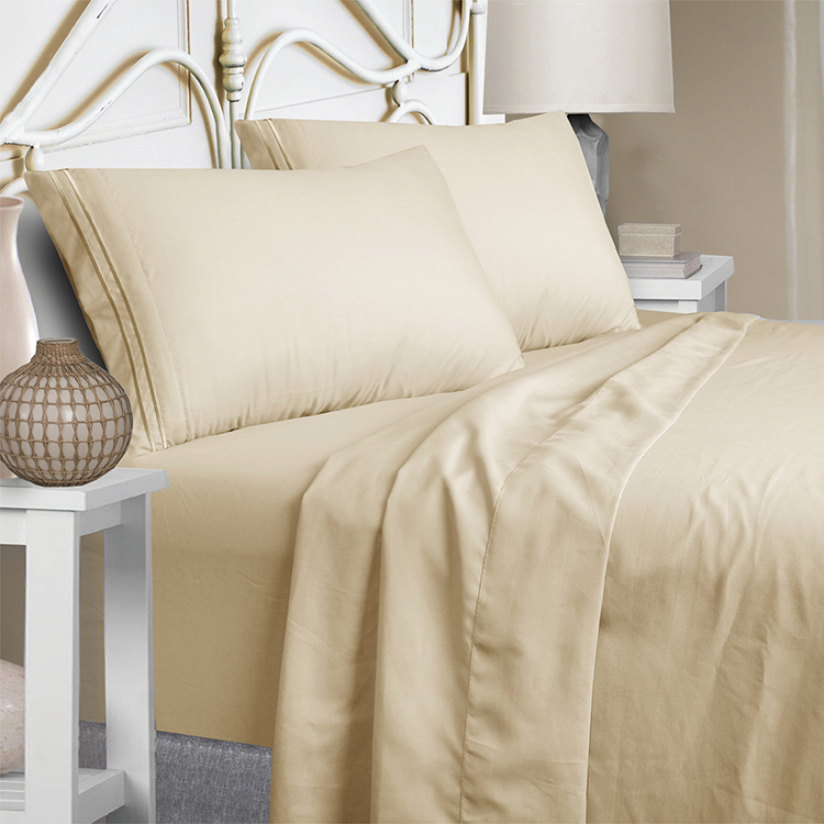 Juego de cama de algodón satinado azul de lujo