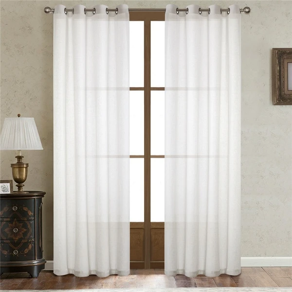 Factory Supply Natural Linen Curtain Living Room Bedroom Transparent Finished Gauze sheer drape valance