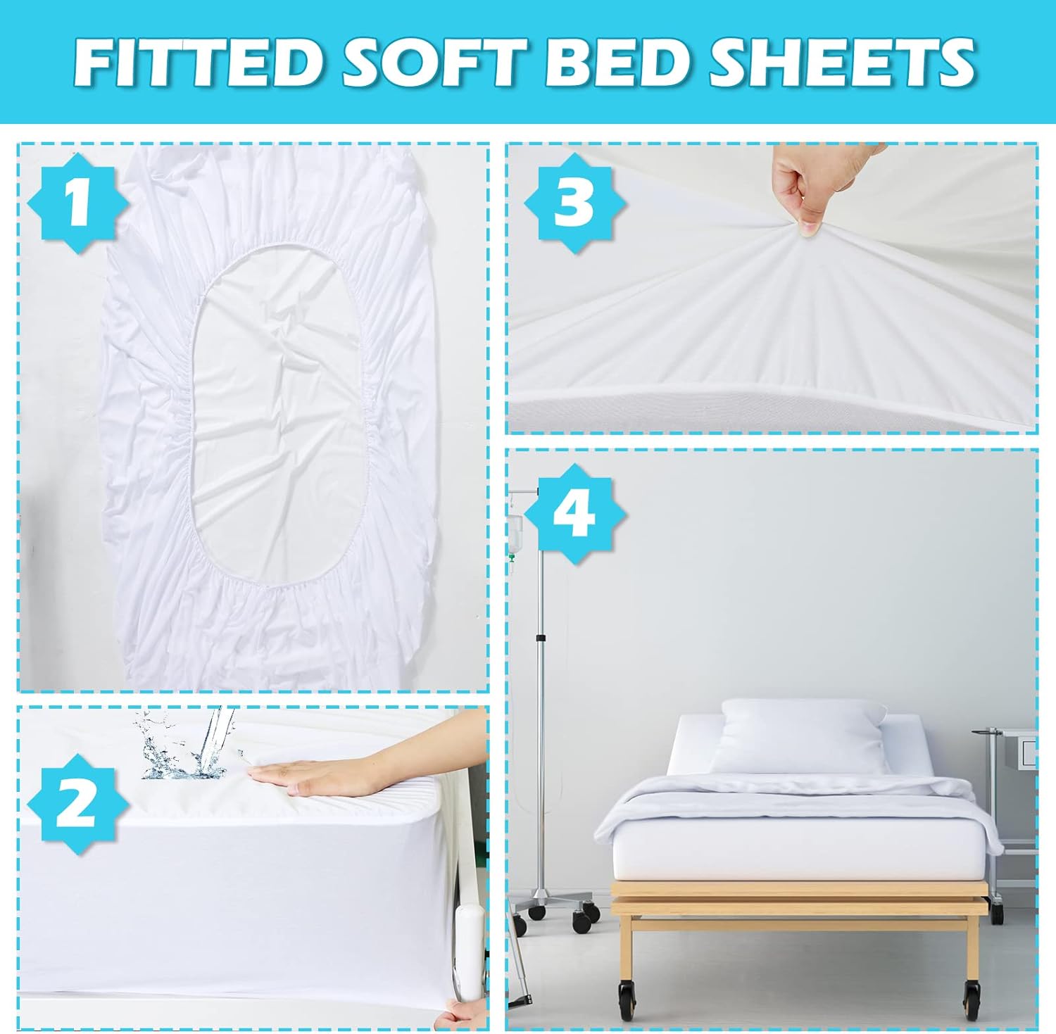 Soft Cotton White Hospital Bed Sheets - Fully Fitted