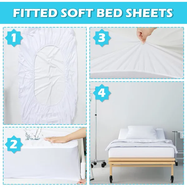 Soft Cotton White Hospital Bed Sheets - Fully Fitted