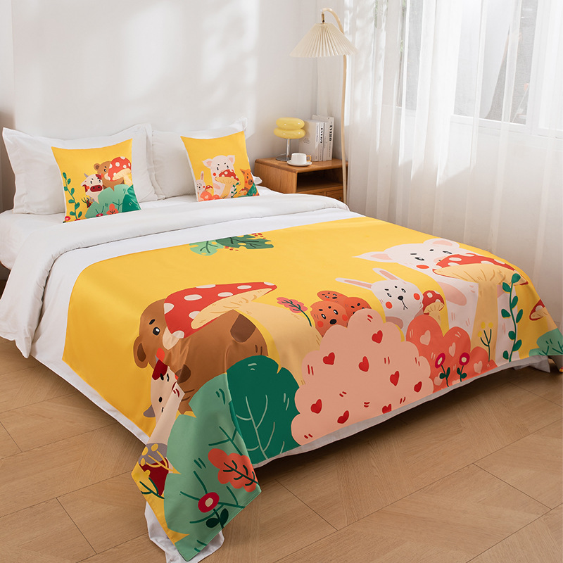 Cartoon Digital Runner Bedspread for Kids