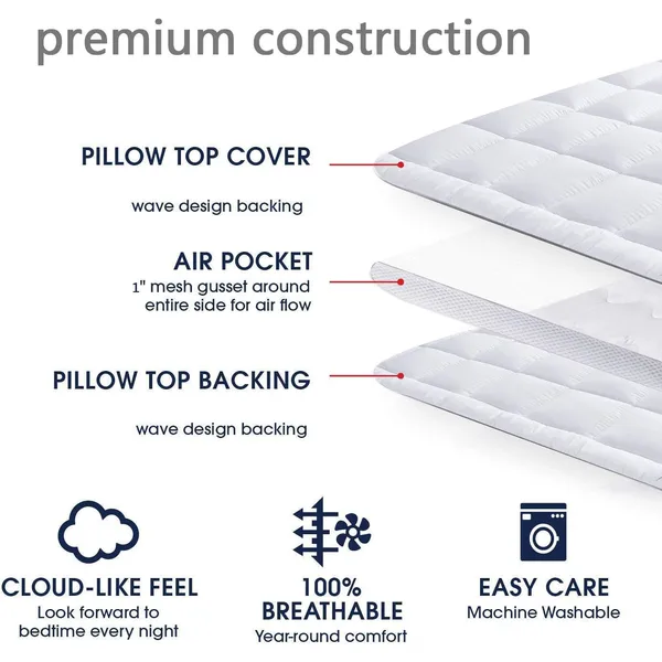 Luxury Plush Mattress Topper - Extra Thick Protector