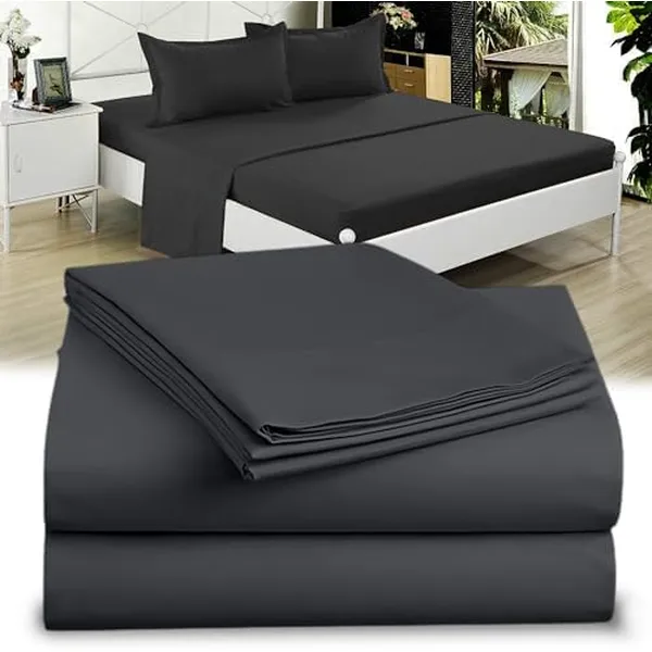 طقم ملاءات مزدوج من الألياف الدقيقة فائقة النعومة - مثالي للأسرة الملكية المنفصلة