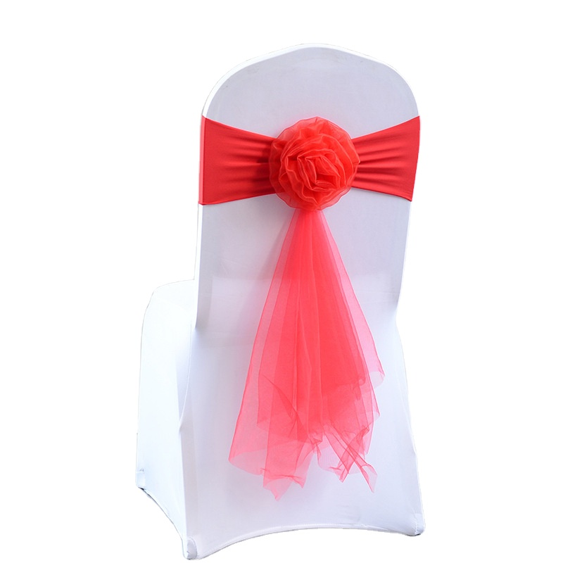 European-Style Wedding Chair Cover with Long Tail Bow