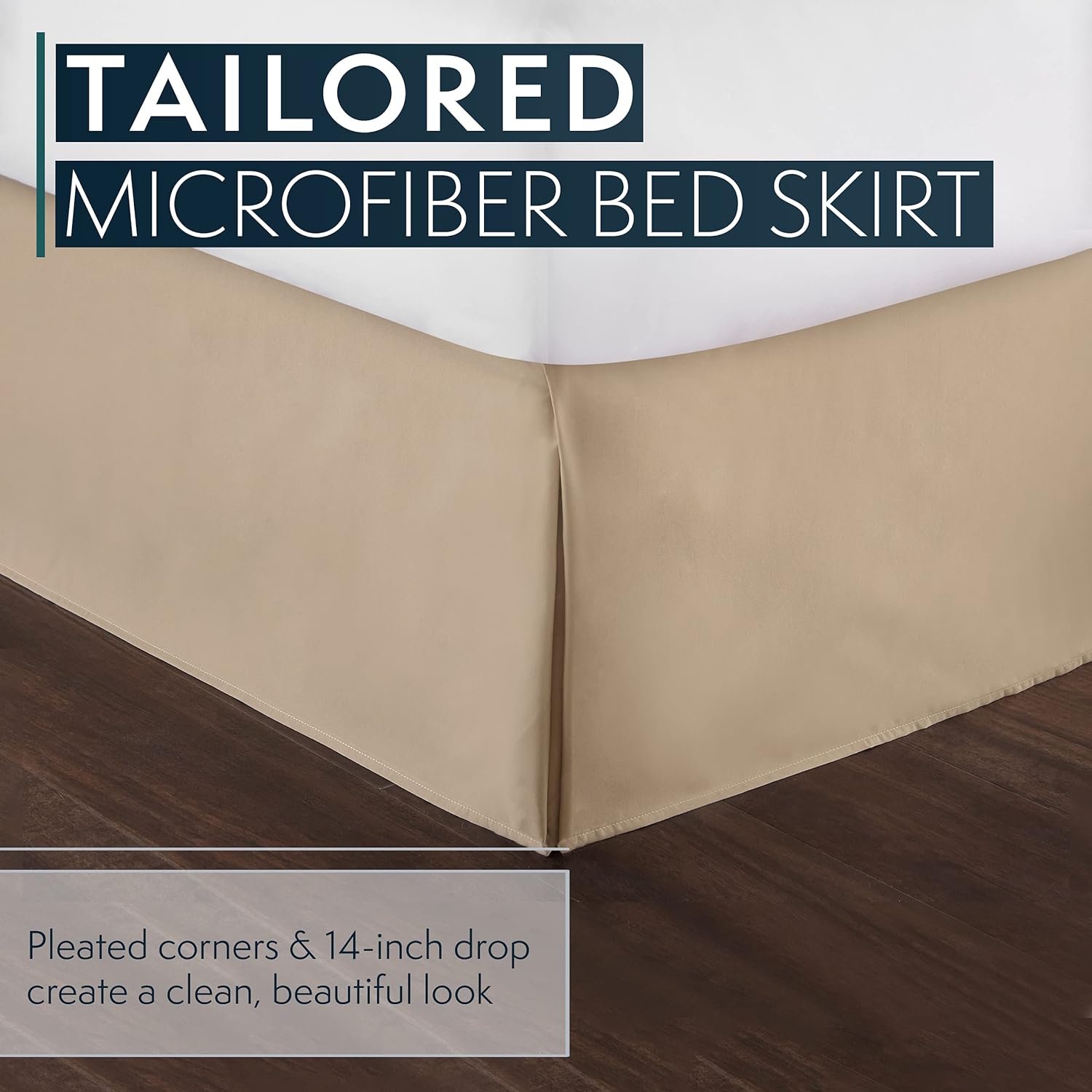 Soft Microfiber Bed Skirt - Taupe Box Spring Cover