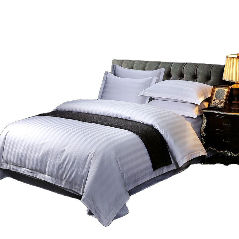 Luxury 4-Piece Satin Stripe Cotton Bedding Set