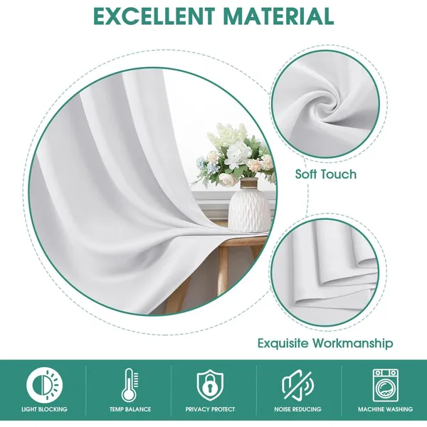 Thermal Insulated Greyish White Blackout Curtains