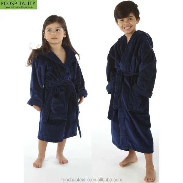 100% Cotton Kids Soft Velour Fleece Bathrobe