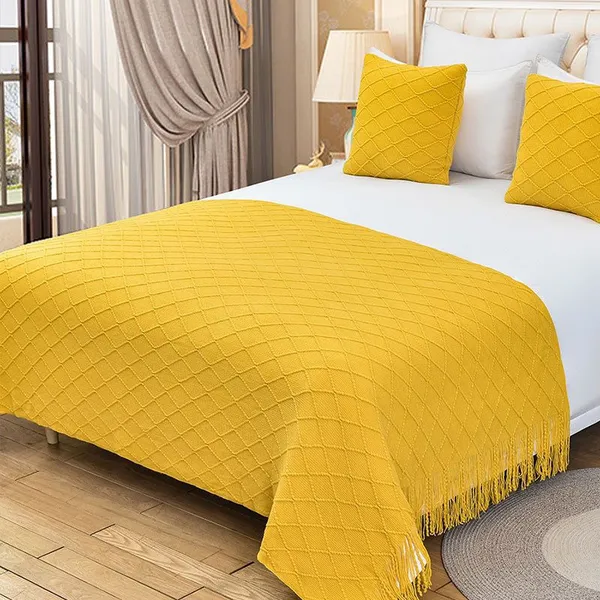 Camino de cama con borlas de jacquard retro al por mayor