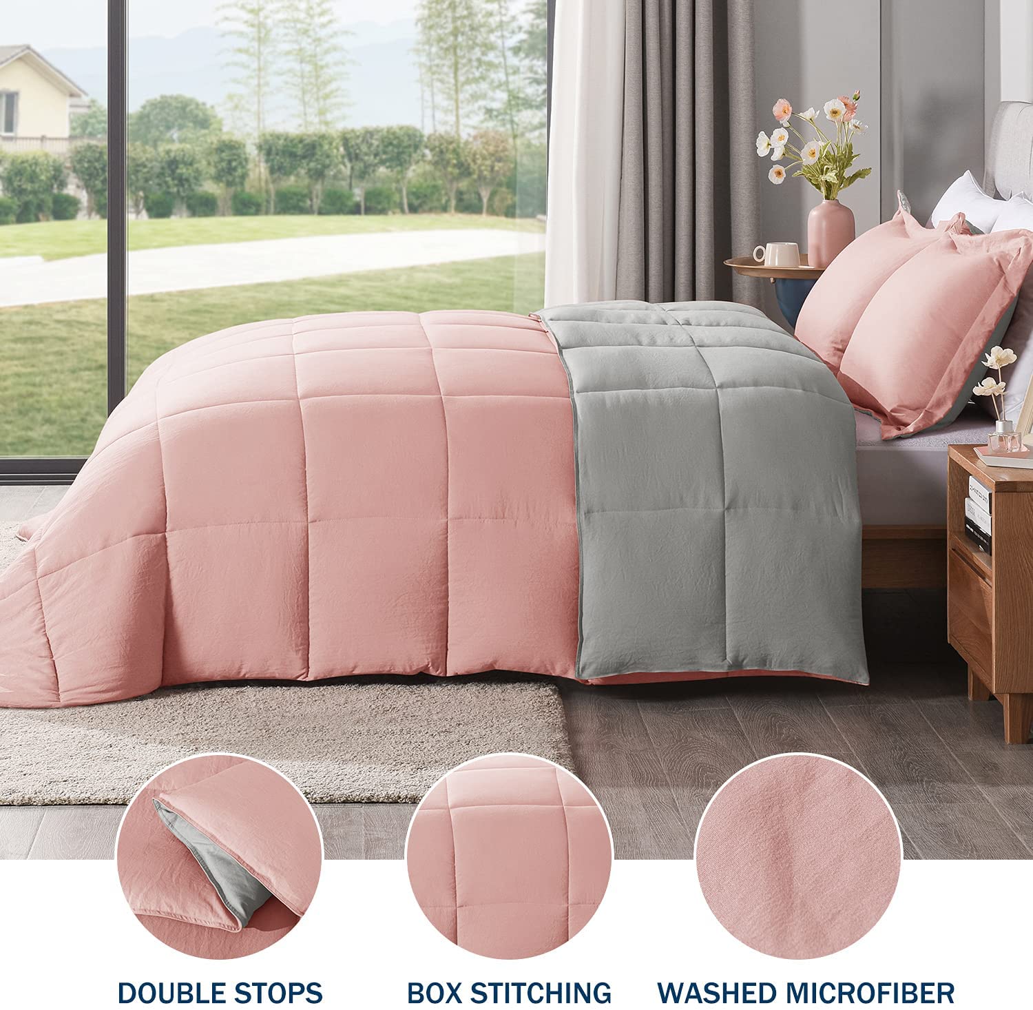 Customized Size Polyester Microfiber Comforter Set with Pillow Cases - 3 Pcs