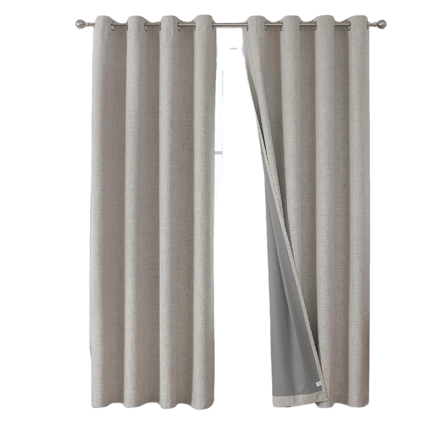 Linen Textured Blackout Curtains 2 Panels Set - Thermal Insulated