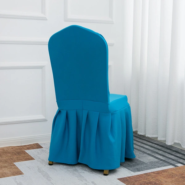 Elastic Hotel Chair Cover with Skirt - Royal Blue & White