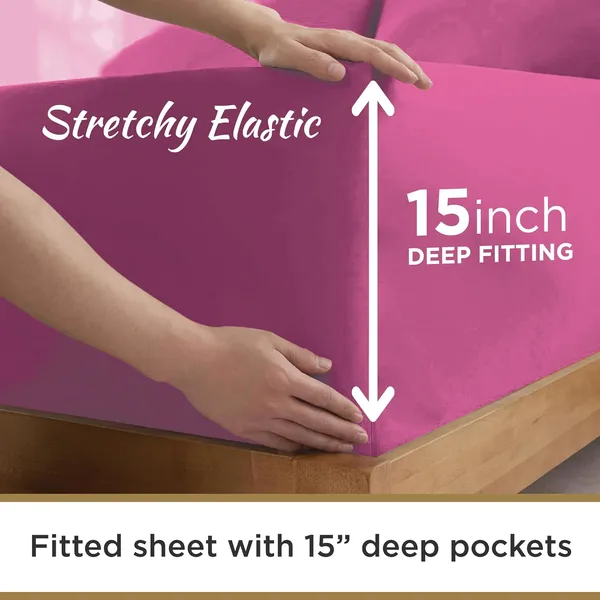 طقم ملاءات مزدوج من الألياف الدقيقة فائقة النعومة - مثالي للأسرة الملكية المنفصلة