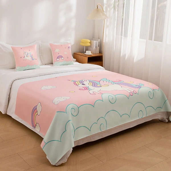 Cartoon Digital Runner Bedspread for Kids